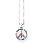 THOMAS SABO KE2170-318-7-L55V Collier pour femme avec pendentif symbole de la paix avec pierres colorées en argent noirci en argent sterling 925 avec pierres précieuses de couleur arc-en-ciel,