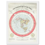 1892 World Time Calculator Flat Earth Map Gleason A4 Artwork Framed Wall Art Print