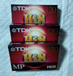 3x TDK Hi8 MP 120min Blank Camcorder Video Cassette Tapes (P6-120H8MP)