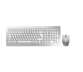 CHERRY DW 8000 ensemble clavier et souris sans fil, Disposition suisse (QWERTZ), alimenté par batterie, clavier ultra-plat, souris à 3 boutons avec capteur infrarouge, Blanc argenté