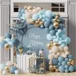 Arche Ballon Anniversaire Bleu 122 Arche De Ballon Bleu Beige Doré Sable Blan...