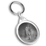 Keyring Circle - BW - Caracal African Lynx Cat  #38978