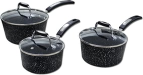 Scoville NEVERSTICK 3pcs Saucepan Set with Lids, Non Stick Saucepan Set, for All