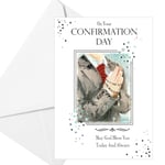 Confirmation Card with Foil Detail and White Envelope - Praying Boy