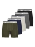 JACK & JONES Men's JACSOLID BOXER BRIEFS 5 PACK Shorts, Light Grey Melange/Pack:dmg-Black-Forest Night-Navy Blazer, M