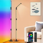 Fortand Lampadaire sur Pied Salon, RGBW Lampe D'angle Dimmable avec Télécommande et App, Pivotante à 360° et Amovible, 16 Millions de Couleurs, Musique Sync, Moderne LED Lampadaire pour Chambre，160CM