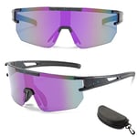 ZUMLLOMA Lunette de Cyclisme Polarisées, Lunette Velo Route, Lunette Sport Homme Femme, Coupe Vent et Anti Buée Anti UV 400, pour Course à Pied, Cyclisme, Pêche, Beachvolleyball (Noir)