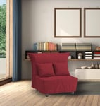 Talamo Italia - Fauteuil Alma, Canapé simple, Fauteuil de salon ouvrant sur chariot en tissu rembourré, Coussins inclus, 100% Made in Italy, 85x90h85 cm, Rouge