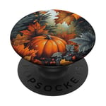 Cozy Fall Vintage Autumn Vibes Feuilles de citrouille Automne Rustique PopSockets PopGrip Interchangeable