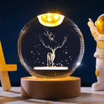 3D-kristallipallo LED-puisella pohjalla, USB-virtalähteellä lämmin valkoinen valo 3D Crystal Ball -yövalopistoke kodin sisustukseen, lapsille ja aikuisille