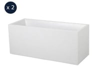 2 Jardinières rectangulaire Graphit - 99,5 x 39,5 x 43,5 cm - 97 L - Blanc cérusé - Eda