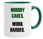 Acen Merchandise Mug avec inscription « Nobody Cares Work Harder » - Cadeau amusant pour un anniversaire ou Noël - Grande poignée résistante - Passe au lave-vaisselle/micro-ondes