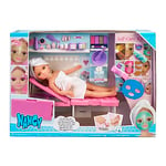 NANCY - A day spa, doll with towel and sun lounger, set for masks, glitter make-up and beauty accessories, for girls and boys from 3 years, famous, (NAC37000)