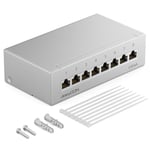 CAT 6a Panneau de Brassage Panneau de Distribution 8 Ports 1 UH Desktop & Mural Blindé 8x Prise RJ45 LAN Câble D'installation Réseau TIA568A TIA568B RAL 7035 Gris Clair