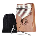 Kalimba 17 Keys, LEKATO Kalimba Instrument Thumb Piano, C Key, Mahogany, Stainless Tines, Marimbas with Song Book/Tuning Hammer/Flannel Bag/Note Stickers, Gift for Beginner(Cat)