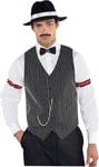 amscan Men's - Adults Roaring 20s Gangster Vest 1 Pc, Multicolor, One Size UK