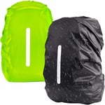 2PCS Housse de Pluie Sac à Dos Anti-Pluie 30L-40L Imperméable Protection avec Bande Réfléchissante Anti-Poussière Couverture en Nylon, Randonnée