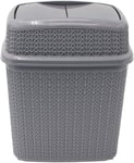 JVL 13-357GY Knit Design Loop Plastic 10 Litre Push Top Bin, Grey, 28 x 21 x 32