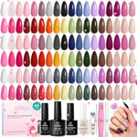 beetles Gel Polish 44 PCS Spring Nails Set-36 Colours Gel Polish Set Base Coat Glossy Matte & Glitter Top Coat Colourful Muse Collection Nude White Pink Red Blue Gel Valentines Gifts for Her