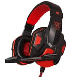 Casque de jeu filaire Casque Gamer Son st¿r¿o 3,5 mm sur l'oreille avec micro Jeu st¿r¿o basse profonde pour PS4 Xbox iPad PC Ordinateur portable-rouge_XINENGJI