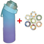 Smaksatt Vattenflaska med 7 Smakskapslar Air Water Up Flaska Frostad Svart 650ml Air Starter Up Set Vattenkopp för Camping Sport