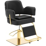 Physa - Fauteuil de coiffeur avec repose-pieds - 890 - 1 020 mm - 200 kg - Noir / Doré Fauteuil salon de coiffure Chaise de barbier