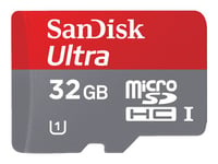 Carte mémoire SanDisk Ultra 32 Go UHS Class 1 / Class10 - microSDHC UHS-I - adaptateur vers SD inclus