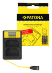 Patona Smart Dual LCD USB Lader for Sony NP-FZ100 NPFZ100 A7 III A7M3 Alpha 7 III A7 R III 15060141683 (Kan sendes i brev)
