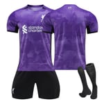 2324 Liverpool 2:a borta träningsset tröja sportlag uniform herr- och damfotbollsuniform Purple L