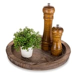 Hanobe Plateau Rond Service Bois: Decoratif Bougies Plateaux Rustique Décoratives Plats de Table Vintage Petit Plateau pour Ottoman de Décoration de Comptoir de Cuisine Table, 28cm