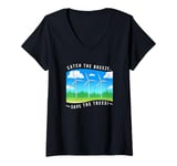 Womens Catch The Breeze Save The Trees Wind Energy Turbine V-Neck T-Shirt