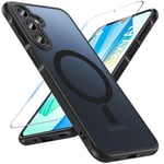 Hensinple for Samsung A16 Phone Case,Magnetic Samsung A16 4G/5G Case for Magsafe with Tempered Glass Screen Protector,Shockproof MilitaryTranslucent Cover Samsung Galaxy A16 Case,Black