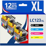 123CONSOMMABLES - LC123 - Cartouches Compatibles avec Brother LC123XL pour Imprimante DCP-J132W J152W J172W J552DW J752DW J4110DW MFC-J245 J6520DW J6720DW (3 Noir / 3 Cyan / 3 Magenta / 3 Jaune)