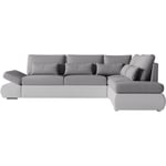 Canapé d'angle réversible convertible SEVARA 4 places - PU blanc et tissu gris clair - Coffre de rangement - L267 x P200 x H90 cm