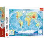 Trefl Grande Carte du Monde Physique 4000 Pièces Qualité Premium pour Adultes et Enfants à partir de 15 Ans Puzzle, TR45007