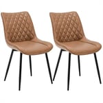 WOLTU Chaise de Salle à Manger Lot de 2, Moderne Chaise de Cuisine, Chaise scandinave, Chaise Coiffeuse, pour Salle de Séjour, Chambre à Coucher, Cuisine, en Similicuir et métal Brun Clair BH210hbr-2