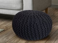 Golvkudde pouf Ø 55 cm sittplatser puffgolv kudde Svart