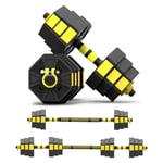 Adjustable Dumbbells Barbell 2 in 1 with Connector, Adjustable Dumbbell Barbell Sets 30KG, Lifting Dumbells for Body Workout Home Gym (One Pair)