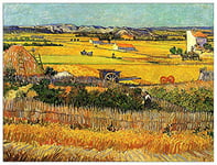 ArtPlaza Van Gogh Vincent-Harvest at La Crau with Montmajour in The Background Panneaux Decoratifs, Bois MDF, Multicolore, 80x60 Cm