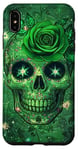 Coque pour iPhone XS Max Adorable rose verte et crâne avec étoiles et crânes verts