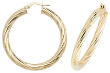 James Moore TH ER1059-30 9ct Yellow Gold 30mm Hoop Earrings Jewellery