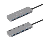 Gray Hub Acasis HS-080 4 Ports USB 3.0 répartiteur de Hub avec commutateur individuel câble externe 20cm adaptateur USB pour MacBook Windows système