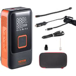 VEVOR Gonfleur Pneus Voiture 12000 mAh Compresseur a Air Portatif Double Cylindre Gonflage Rapide 30 s Arret Auto Indicateur Pression LCD Lumiere LED