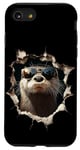 Coque pour iPhone SE (2020) / 7 / 8 Oeuvre d'art drôle de loutre Animal mignon de zoo de loutre