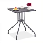 Relaxdays Table de Jardin carrée, Aspect Bois, Plastique et métal, H x L x P : 75 x 61 x 61 cm, Balcon & terrasse, Grise