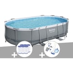 Kit piscine tubulaire Bestway Power Steel ovale 4,88 x 3,05 x1,07 m + 6 cartouches de filtration + Kit d'entretien