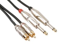 Câble rca jack 2 x rca m le vers jack 6.35 mm mono 5 m