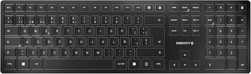 KW 9100 SLIM, clavier au design sans fil, Disposition espagnole (QWERTY), Connexion au choix Bluetooth ou radio 2,4 GHz, Touches plates, Rechargeable, Gris anthracite