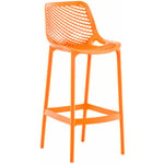 Tabouret de bar avec repose-pieds design moderne plastique orange intérieur ou extérieur