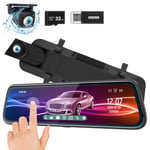 ThiEYE Carview 2 Mirror Dash Cam 1080P Dual Dash Camera Front and Rear with Waterproof Backup Cam, Special for RHD Cars, 10'' Full Touch Screen Rear View Mirror, 170° Angle(32GB SD Card Included)